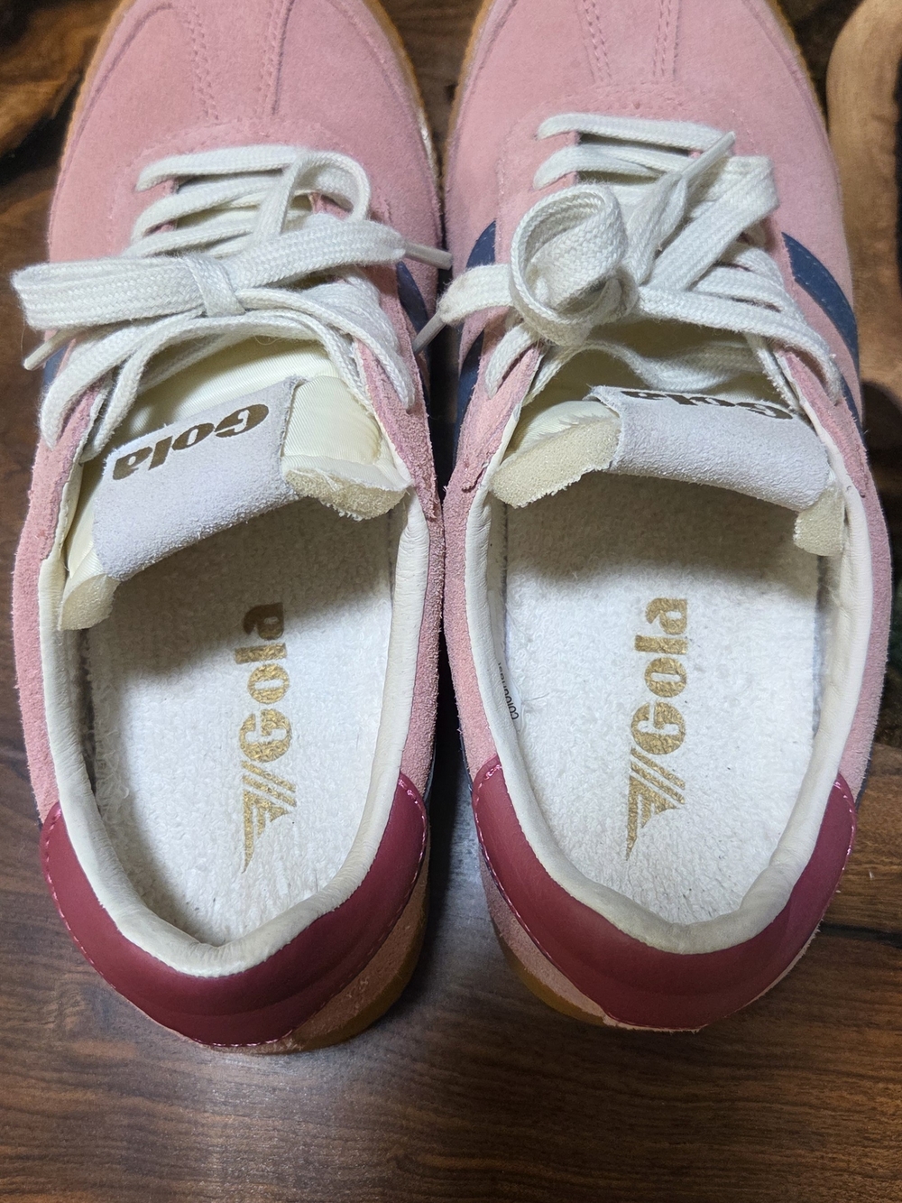 Gola Size 7 Women's Pink Suede Sneakers with Navy - Picture 2 of 4
